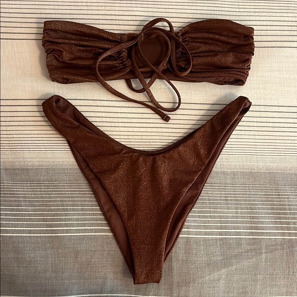 L*Space Brown Shimmer Bikini Set